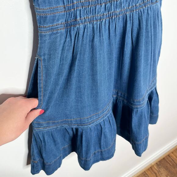 Anthropologie The Somerset Mini Dress Womens XXS Blue Denim Pockets Cotton - Picture 10 of 12
